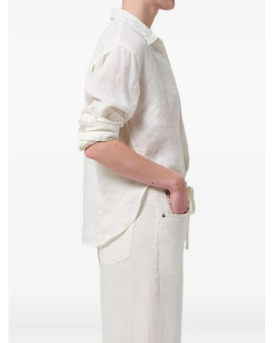 Citizens of Humanity White Kayla Pocket-Detail Shirt