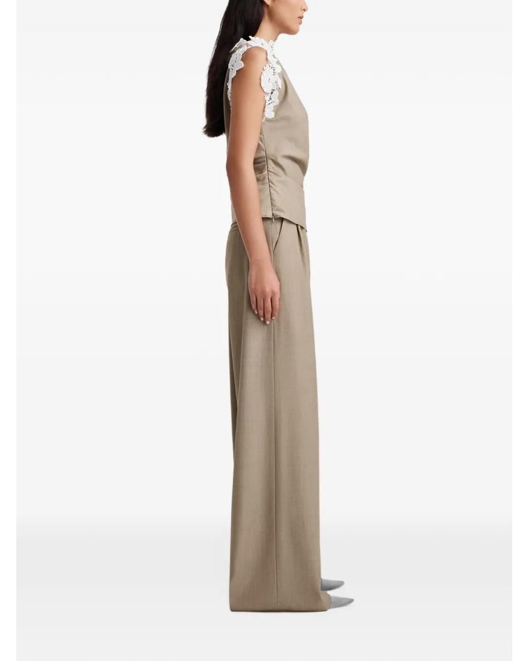 Anna Quan Gray Meier Lace-Trimmed Top