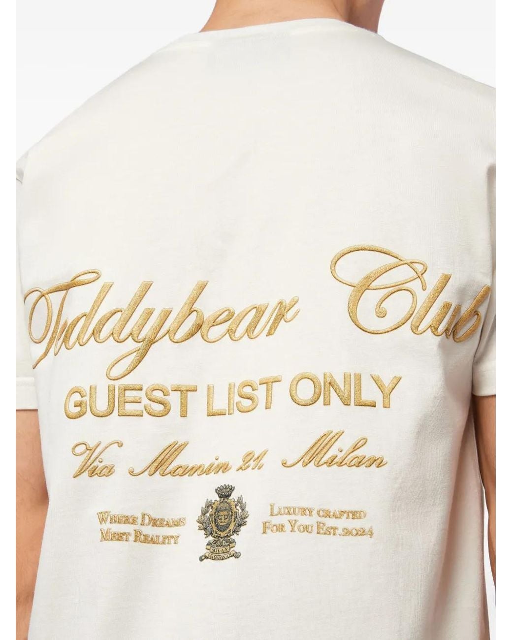 Philipp Plein White Round Neck T-Shirt Teddy Doorman for men