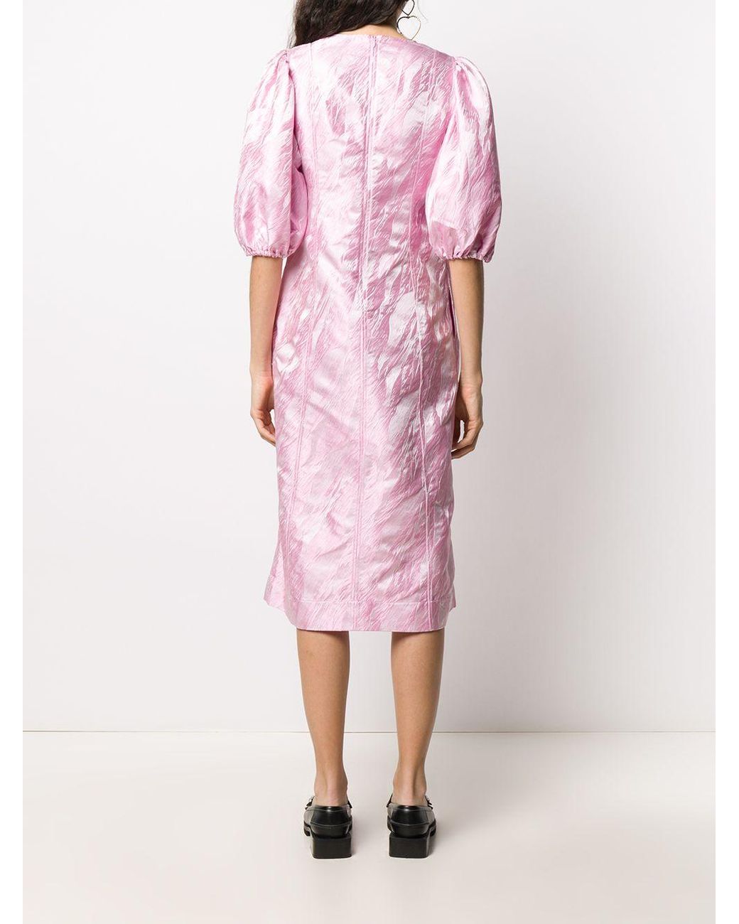 Ganni Jacquard Midi Dress in Pink Lyst UK