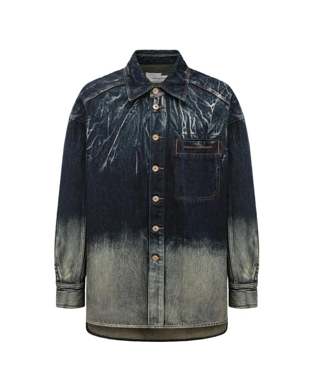 Feng Chen Wang Blue Acid-Wash Denim Jacket