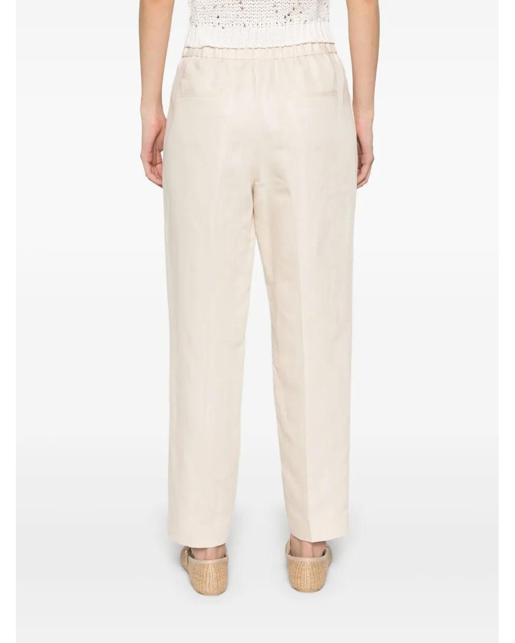 Peserico White Interlock-Twill Trousers