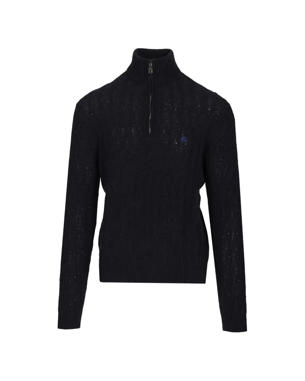 Etro Blue Quarter-Zip Cashmere Sweater for men