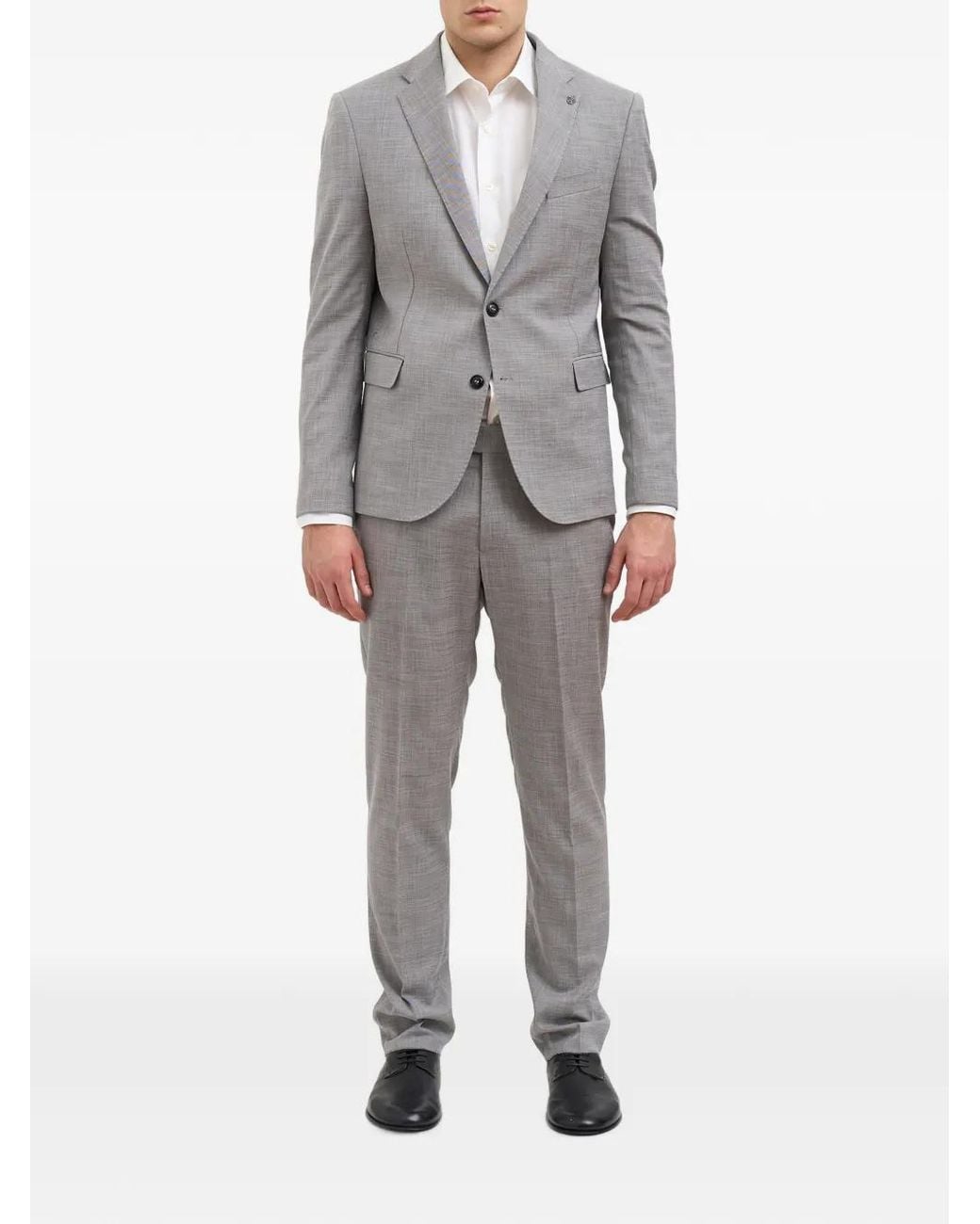 Daniele Alessandrini Gray Mélange-Effect Single-Breasted Suit for men