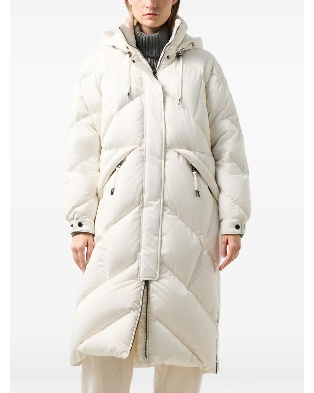 Bogner Natural Ginny Quilted Hooded Coat