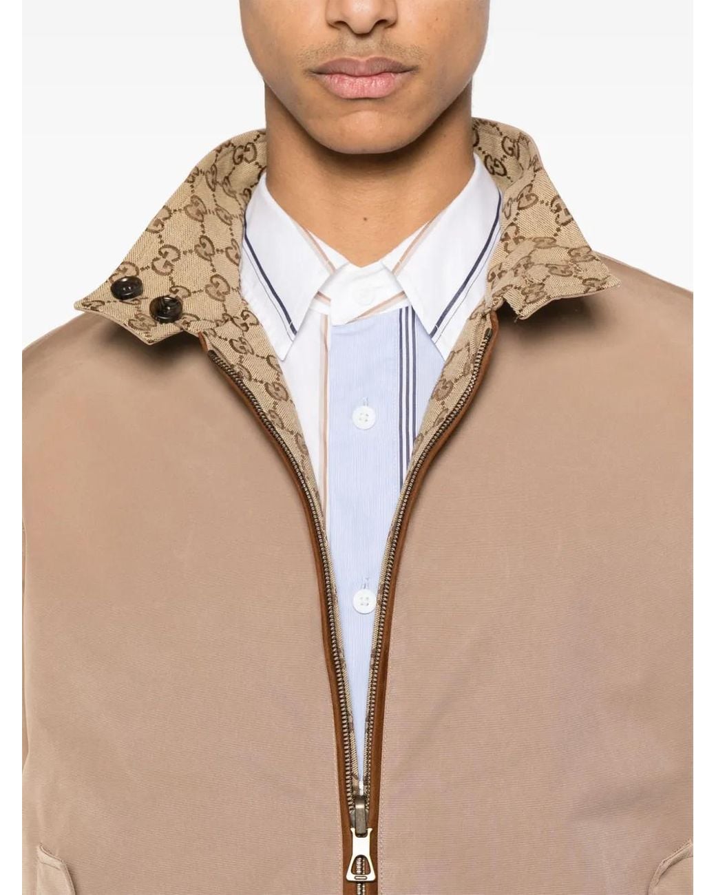 Gucci Brown Gg Supreme-Canvas Reversible Jacket for men
