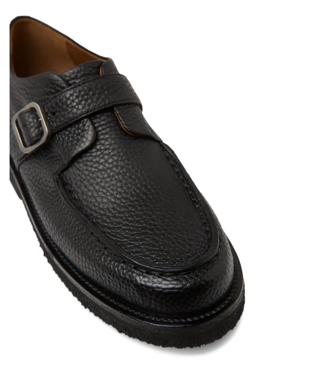 Marsèll Black Buckled Pebbled Loafers