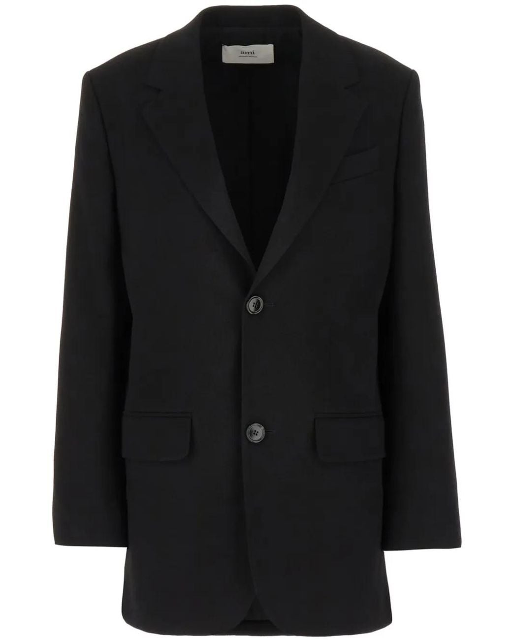 AMI Black Crepe Single-Breasted Blazer