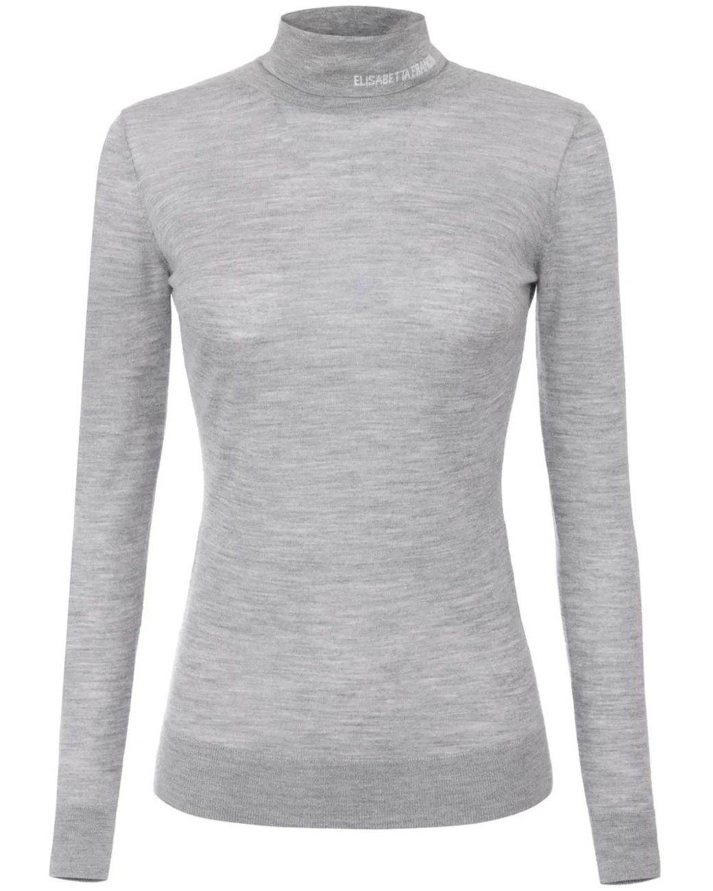 Elisabetta Franchi Gray Roll Neck Semi-Sheer Jumper