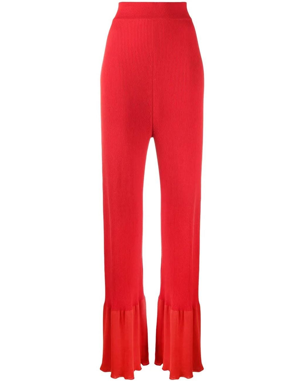 Stella McCartney Red Rib-Knit Long-Length Trousers