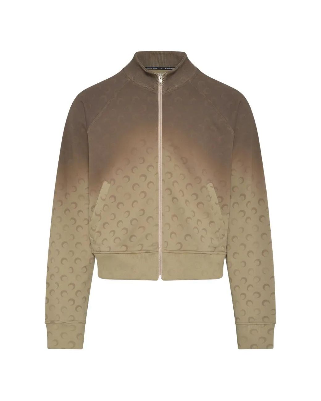 MARINE SERRE Brown Classic Highneck Zipped Sweatshirt With
