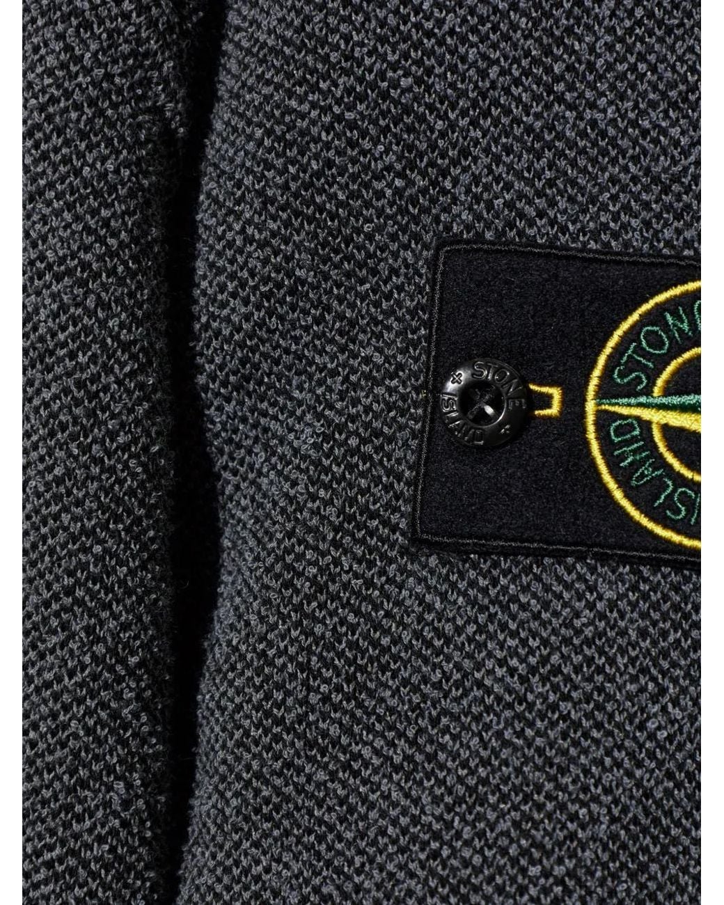 Stone Island Gray Logo-Patch Zip-Up Cardigan for men