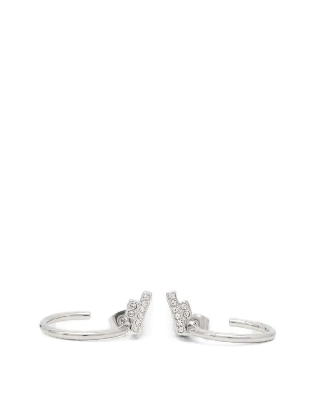 Trussardi White Embellished Hoop Earrings