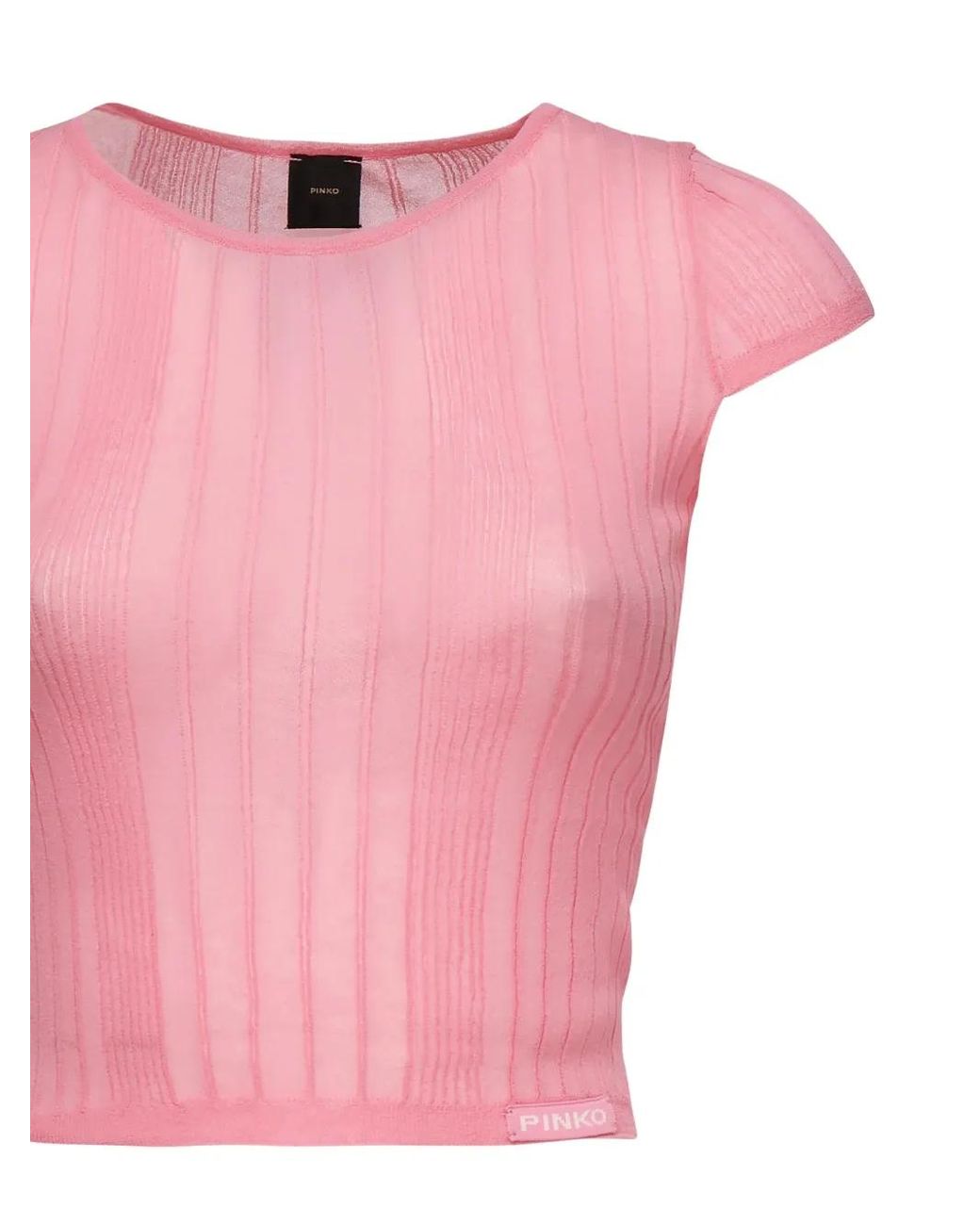 Pinko Pink Ribbed Crew-Neck Top