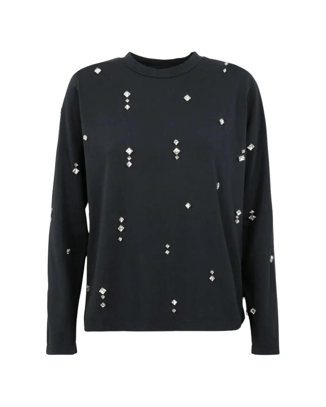 Des Phemmes Black Crystal-Embellished Long-Sleeve T-Shirt