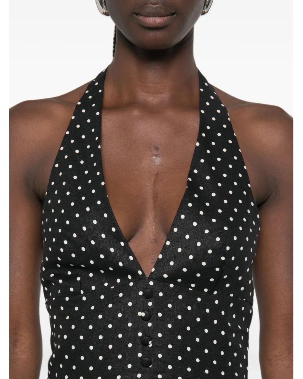 Faithfull The Brand Black Sofia Polka-Dot Playsuit