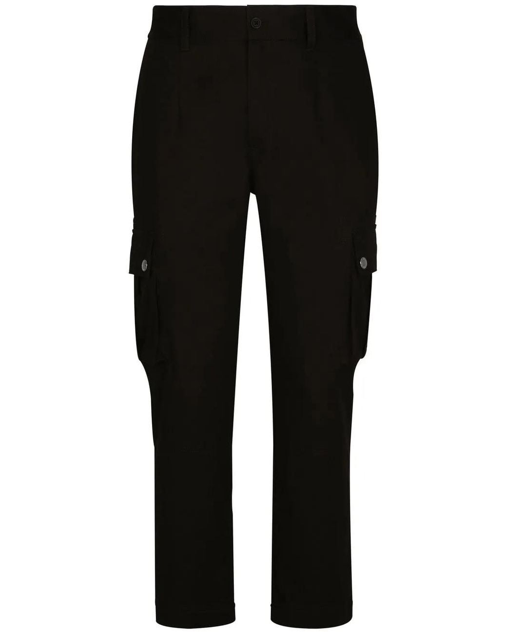 Dolce & Gabbana Black Cotton Cargo Pants With Branded Tag for men