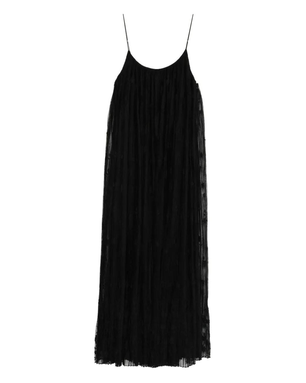 Totême Black Floral Tulle Midi Dress