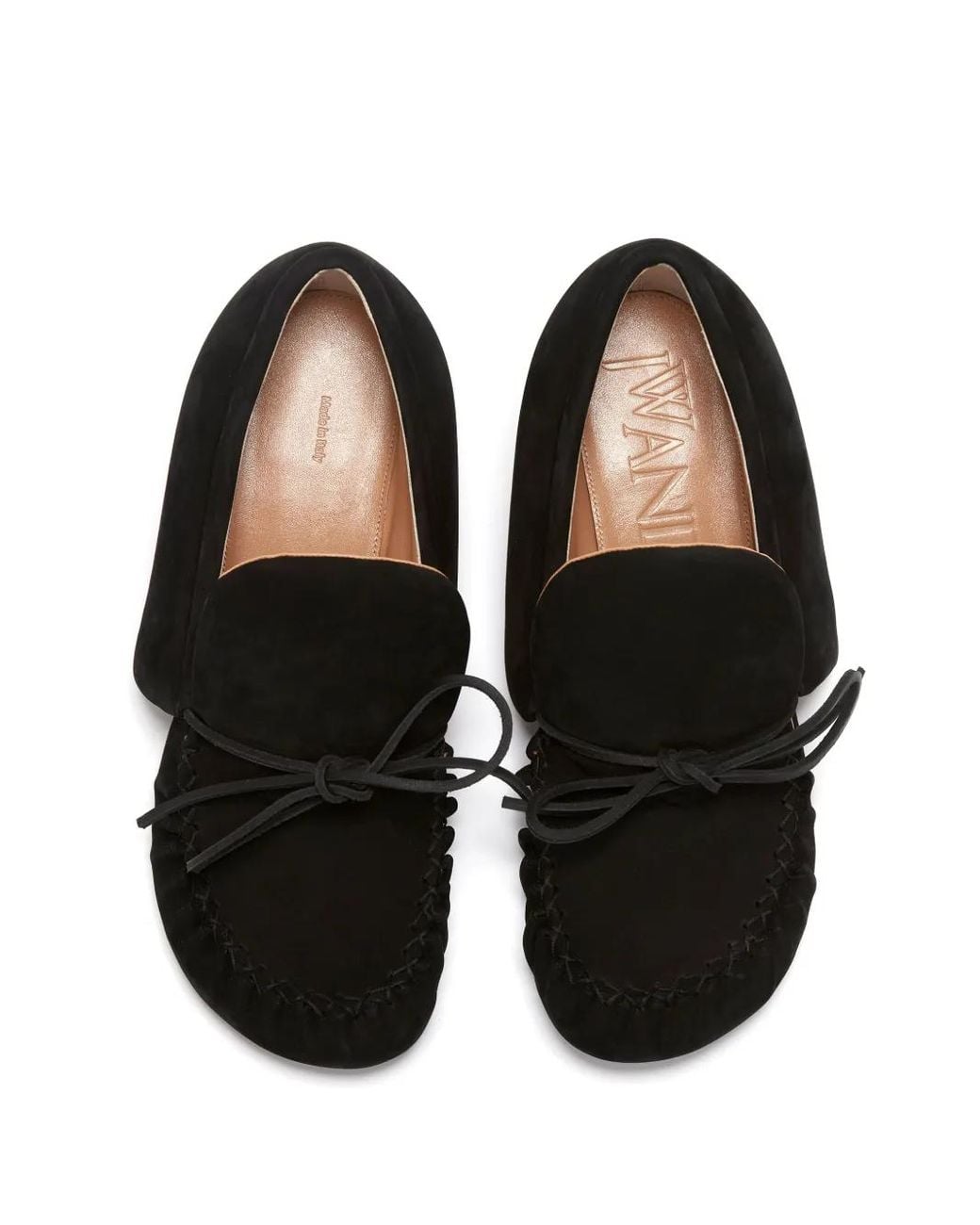 J.W. Anderson Black Suede Bow-Detail Heeled Loafers