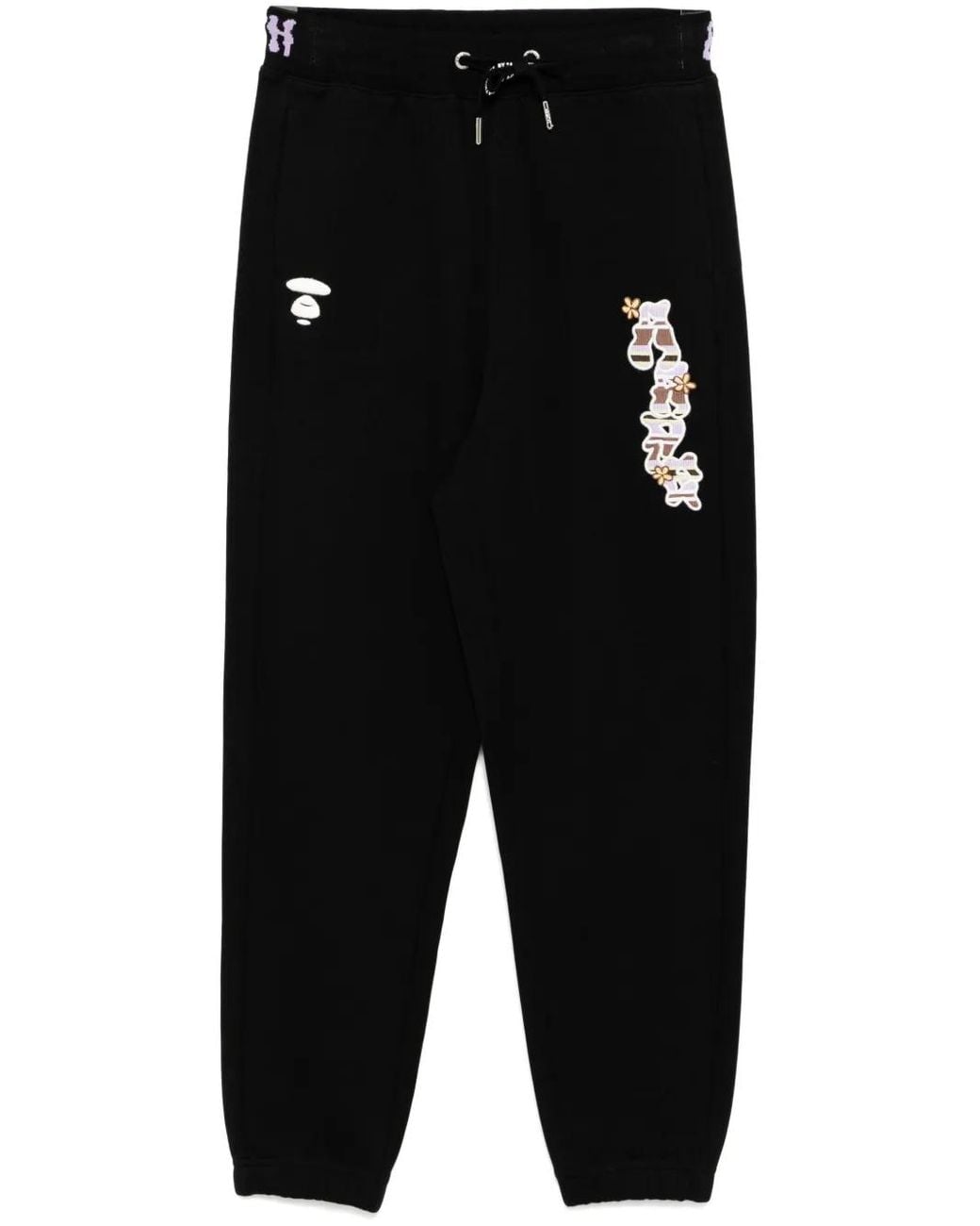 A Bathing Ape Black Moonface Logo Pants