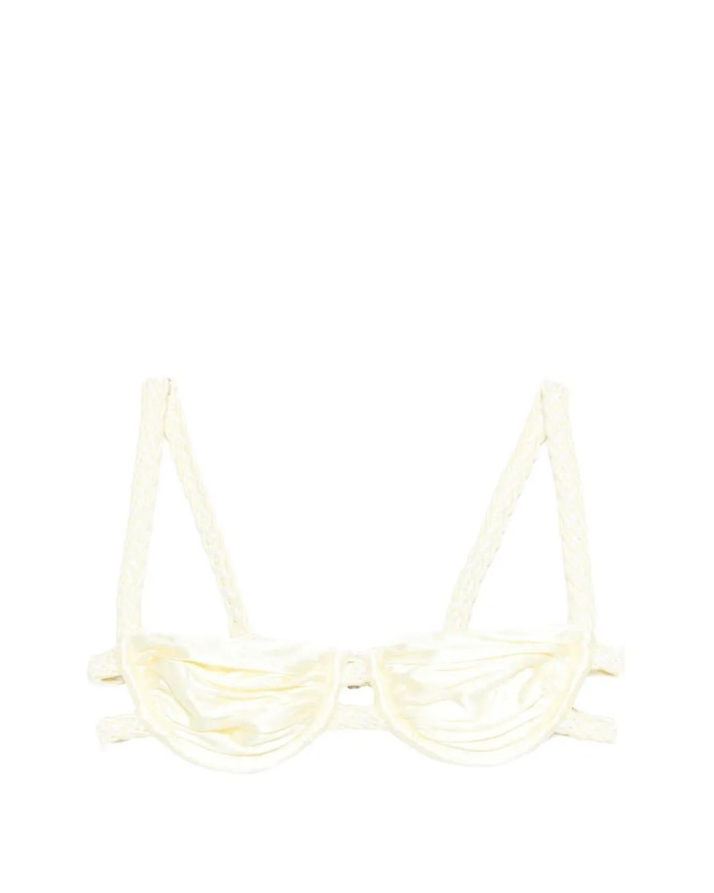 Top De Bikini Con Tira Tejida Isa Boulder de color White