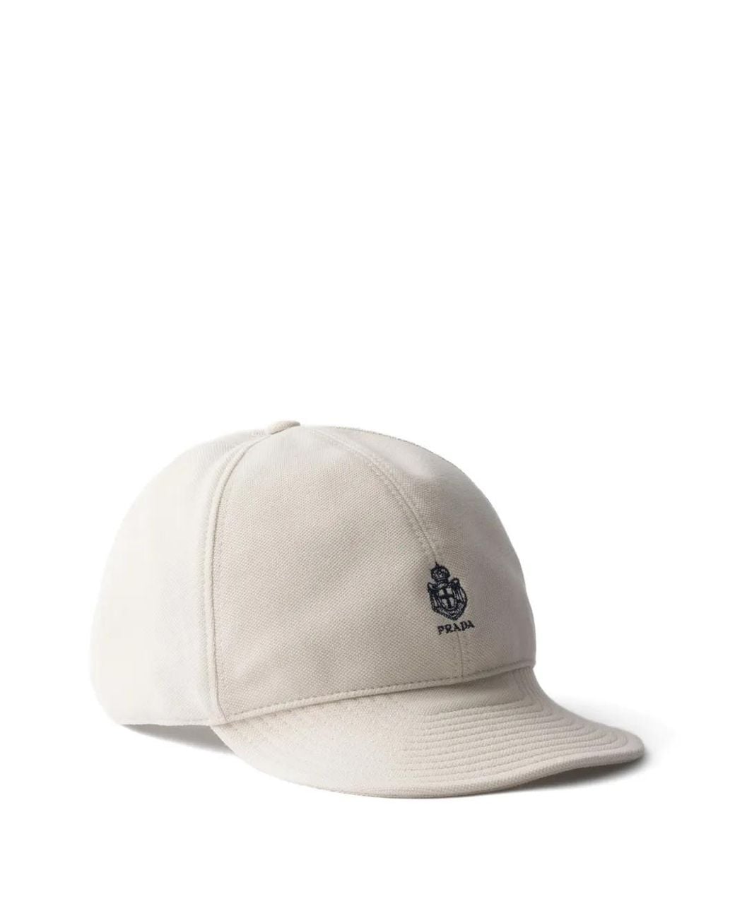 Prada White Old Piqué Baseball Cap for men