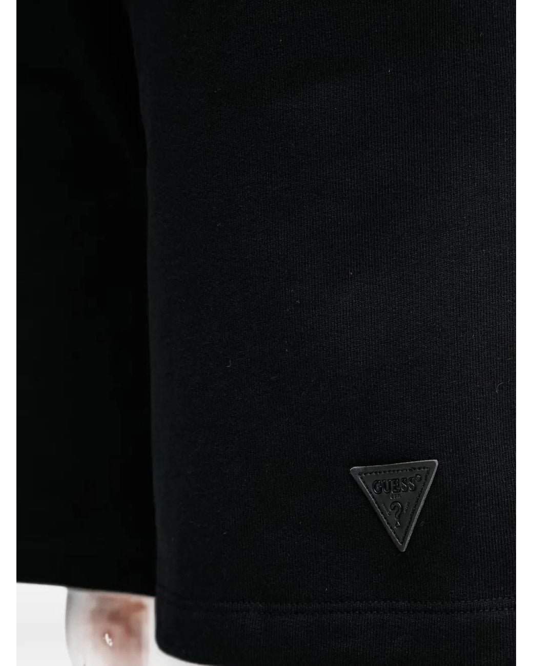 Guess Black Logo-Patch Track Shorts for men
