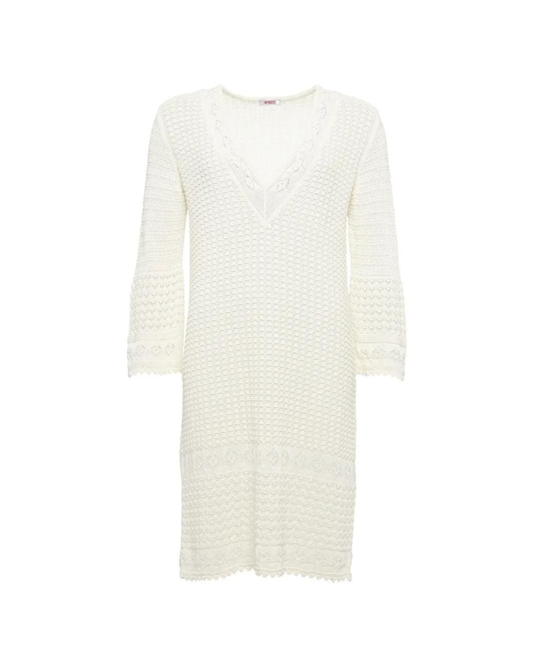 Eres White Divina Crochet V-Neck Mini Dress