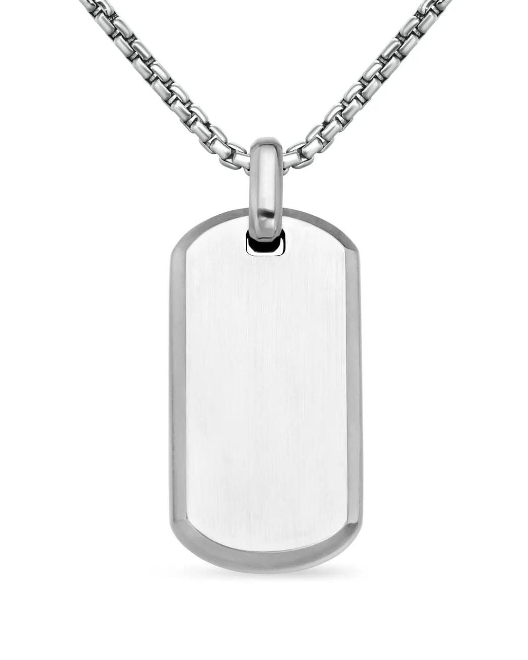 David Yurman White Sterling Chevron Tag (35Mm) for men