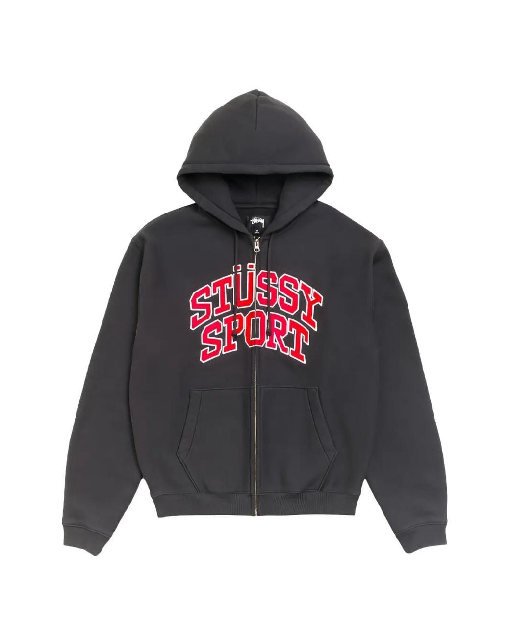 Stussy Black Logo-Print Zip-Up Hoodie