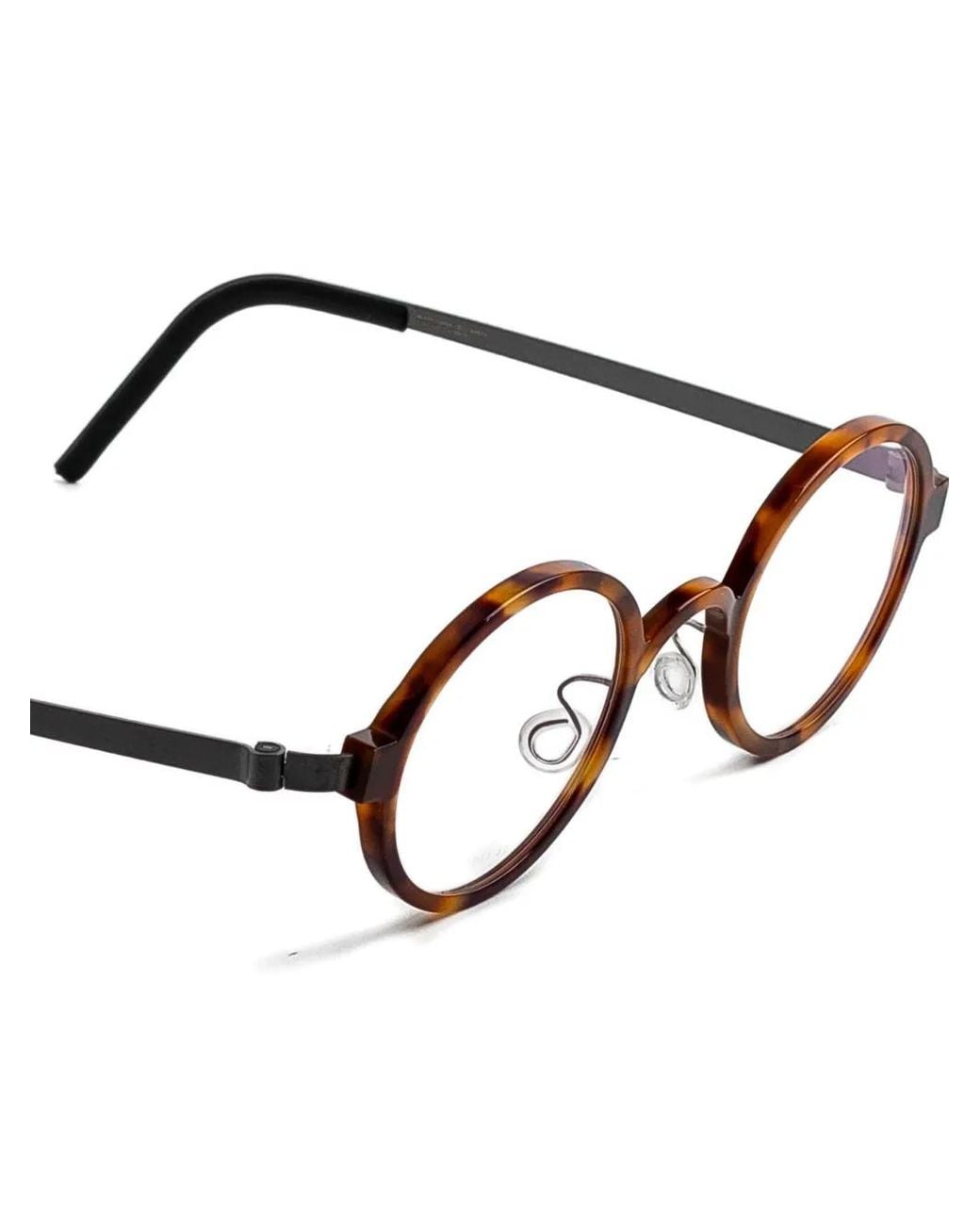 Lindberg Brown Tortoiseshell-Effect Round-Frame Glasses