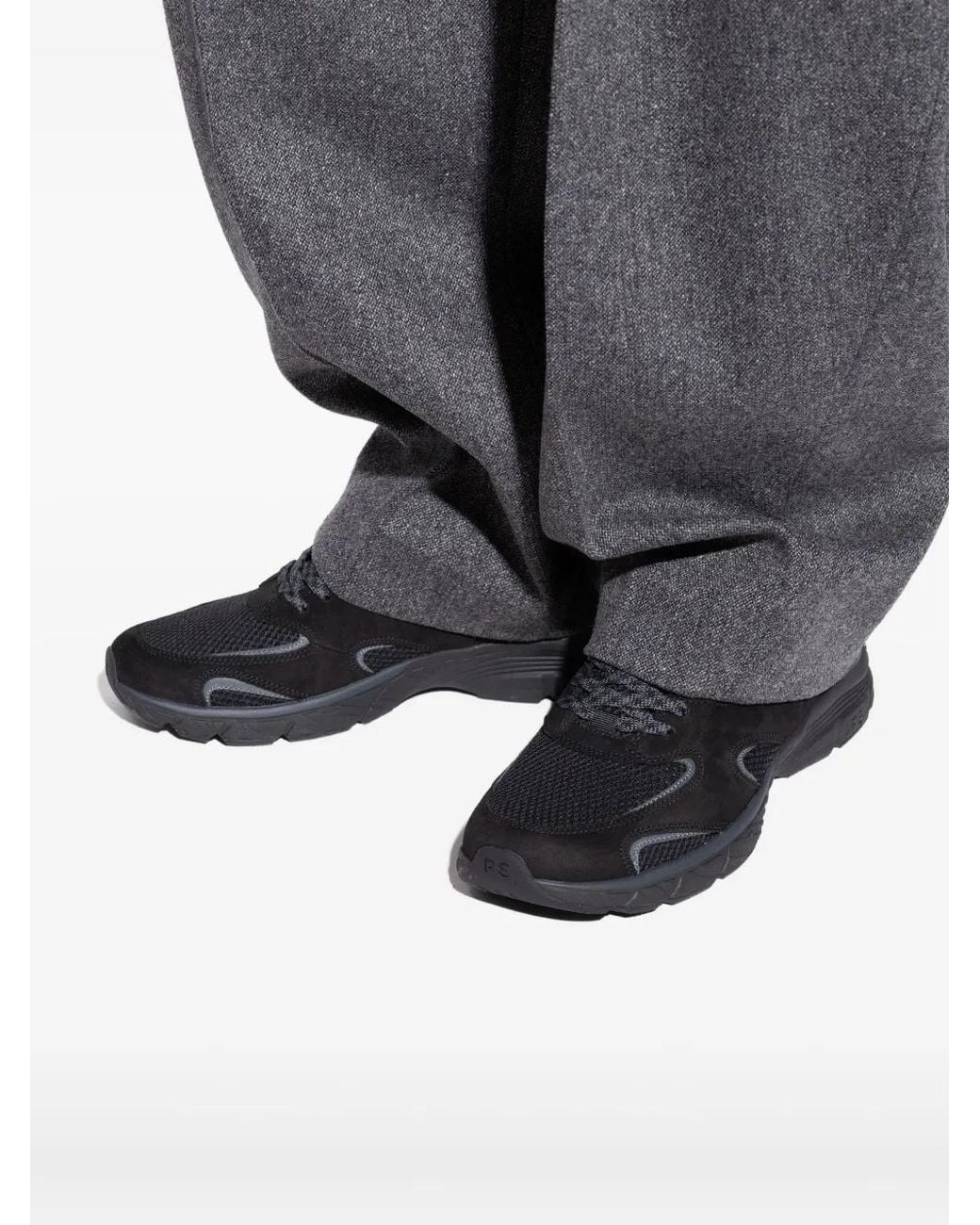 Paul Smith Black Mesh Panelled Sneakers for men