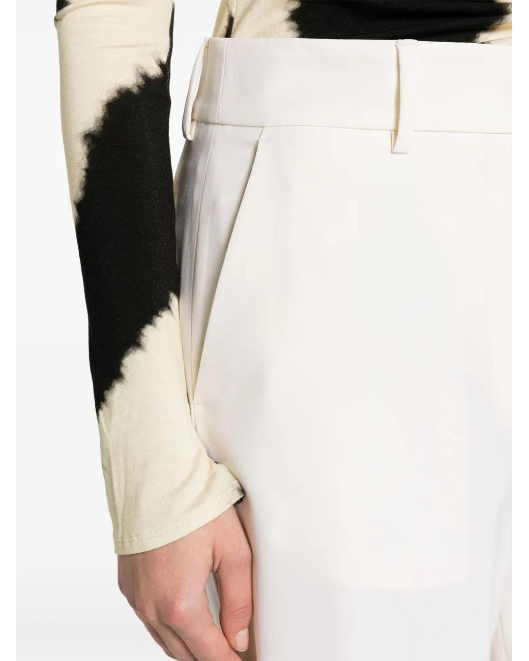 MSGM White High-Waist Tailored Trousers