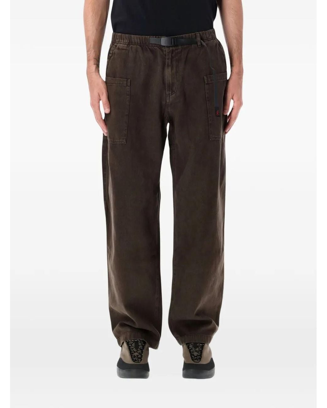 Gramicci Black Belted Cotton-Twill Trousers for men
