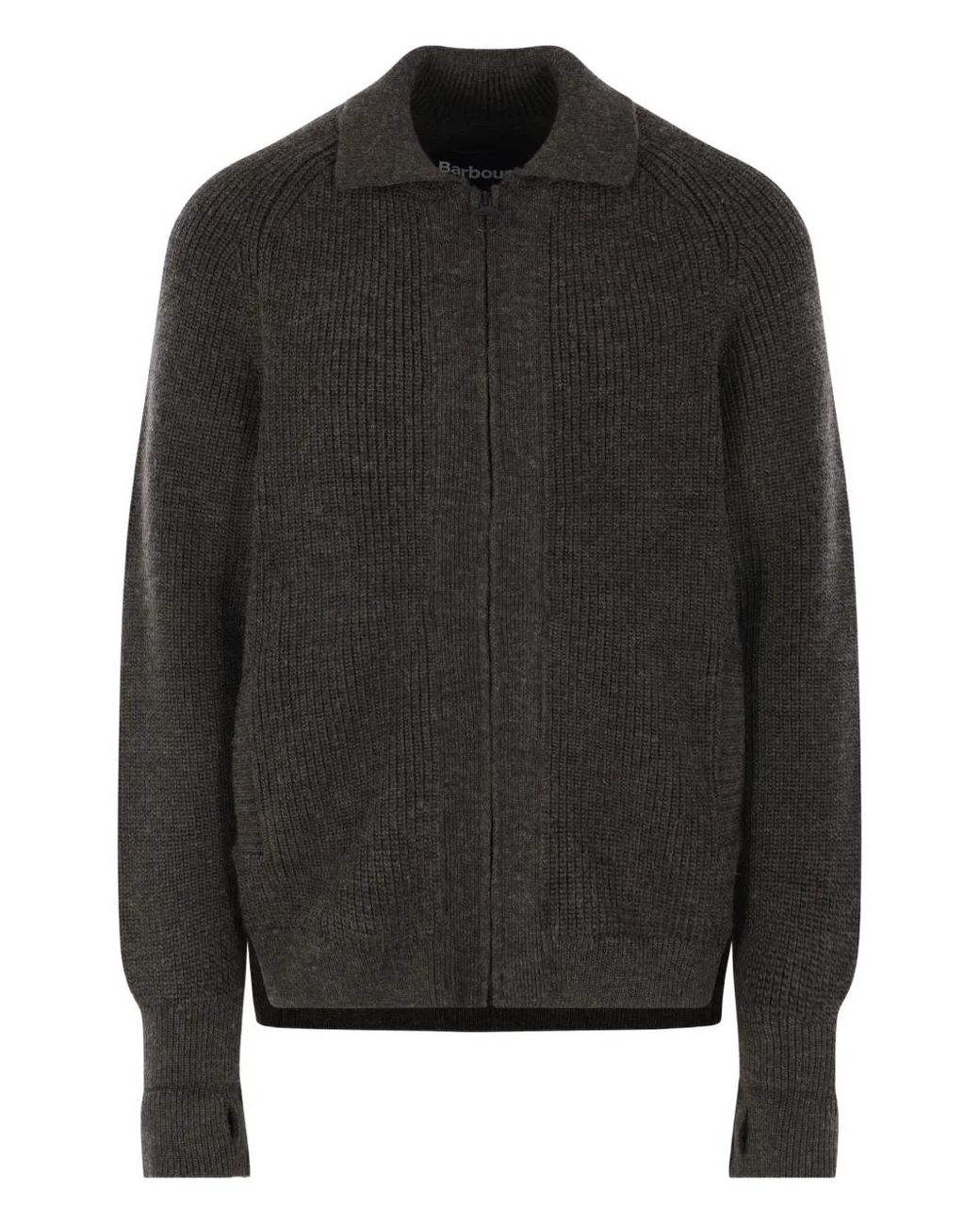 Barbour Black Zip-Fastening Ribbed-Knit Cardigan for men