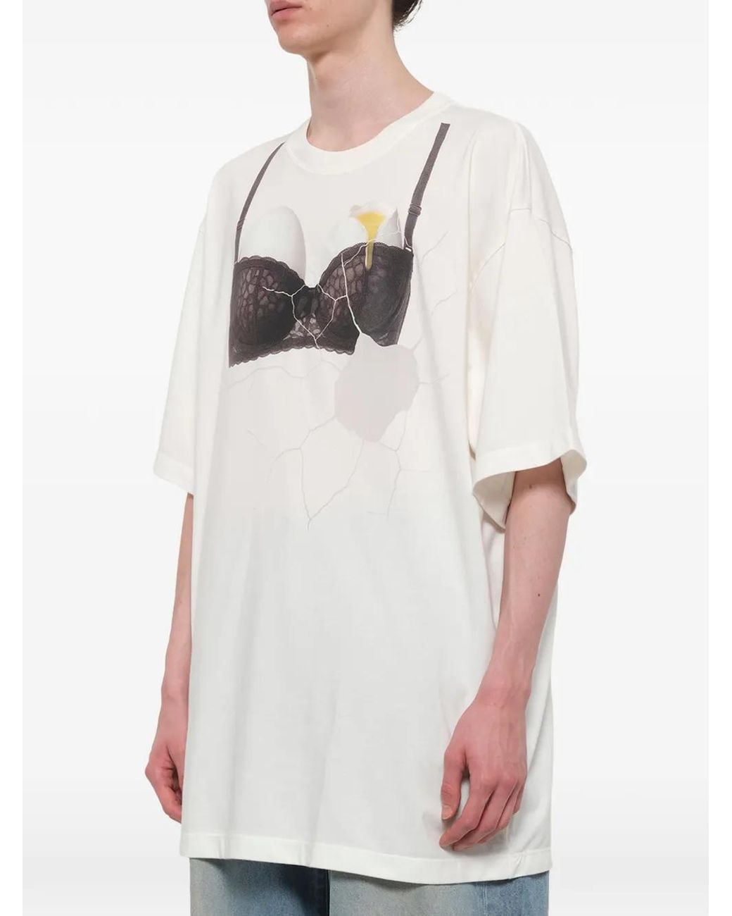 Doublet White Egg Bra Graphic-Print T-Shirt for men