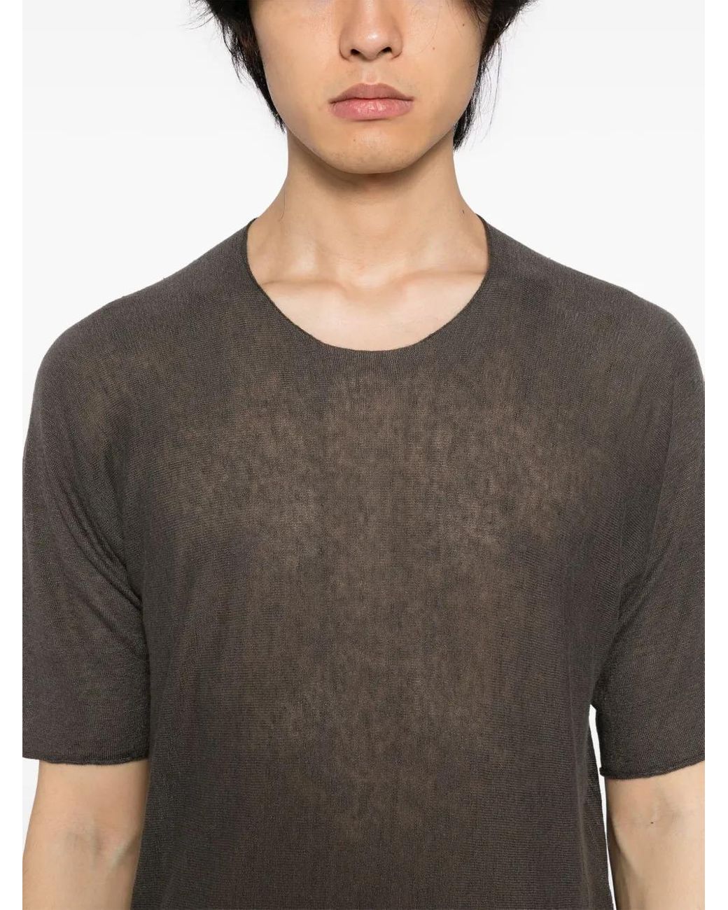 Label Under Construction Gray Cotton T-Shirt for men