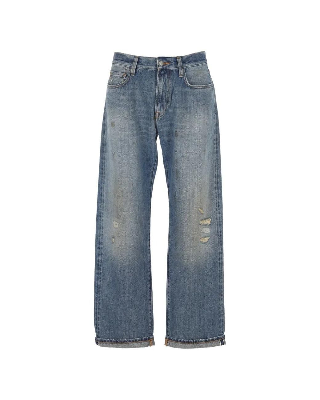 Roy Rogers Blue Distressed Straight-Leg Jeans for men