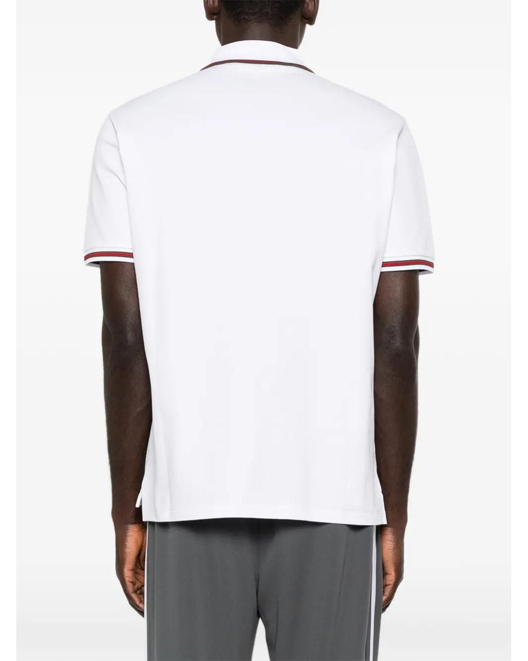 Gucci White Striped-Detail Polo Shirt for men