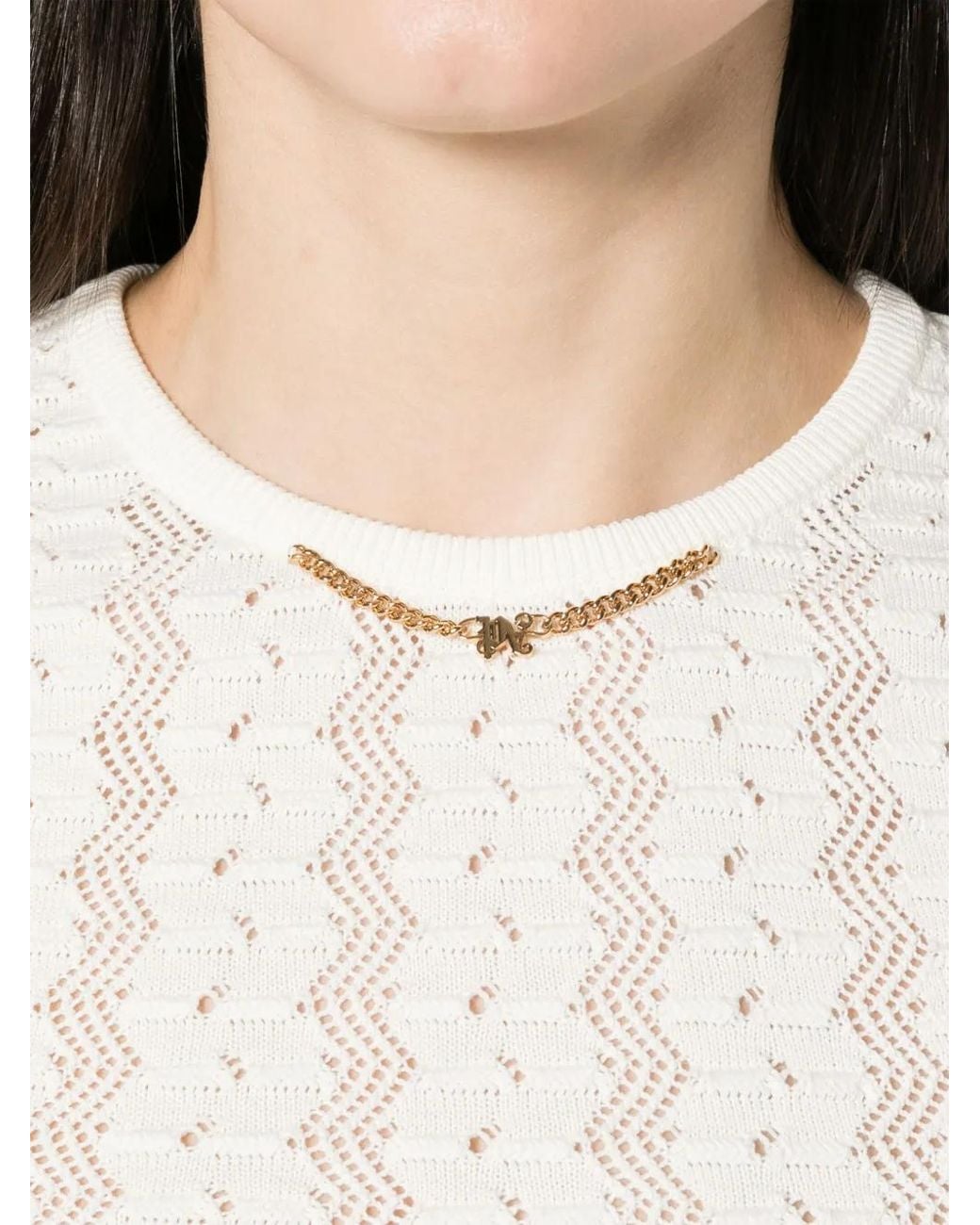 Palm Angels White Chain-Embellished Knitted Vest