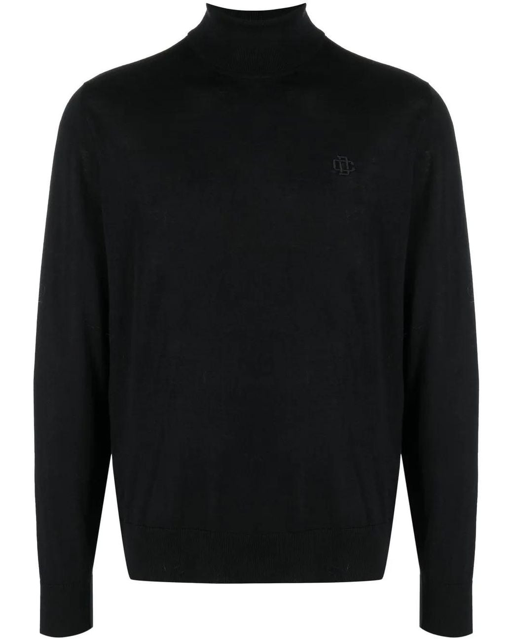 DSquared² Black Embroidered Monogram Roll Neck Jumper for men