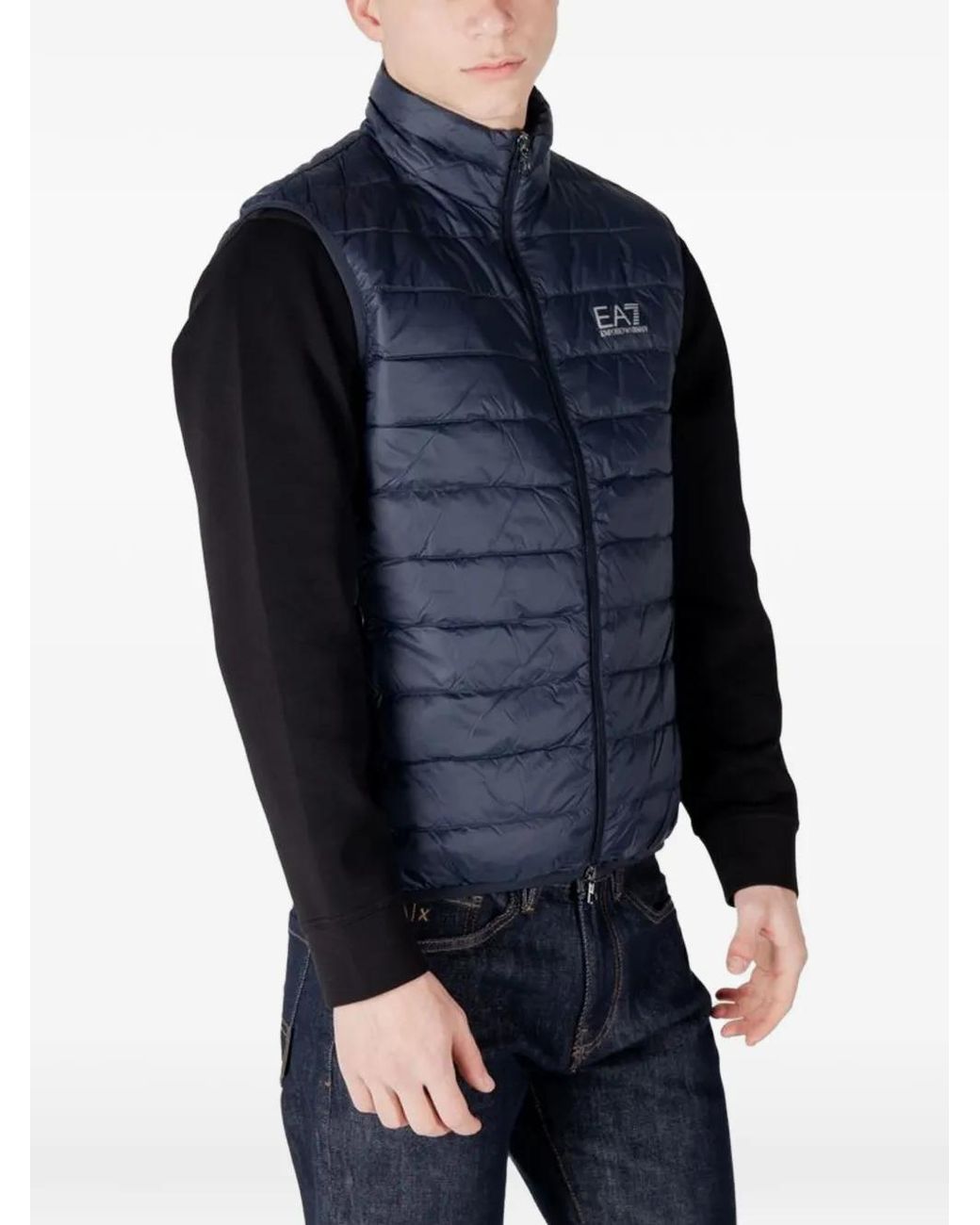 EA7 Blue Quilted Packable Gilet for men