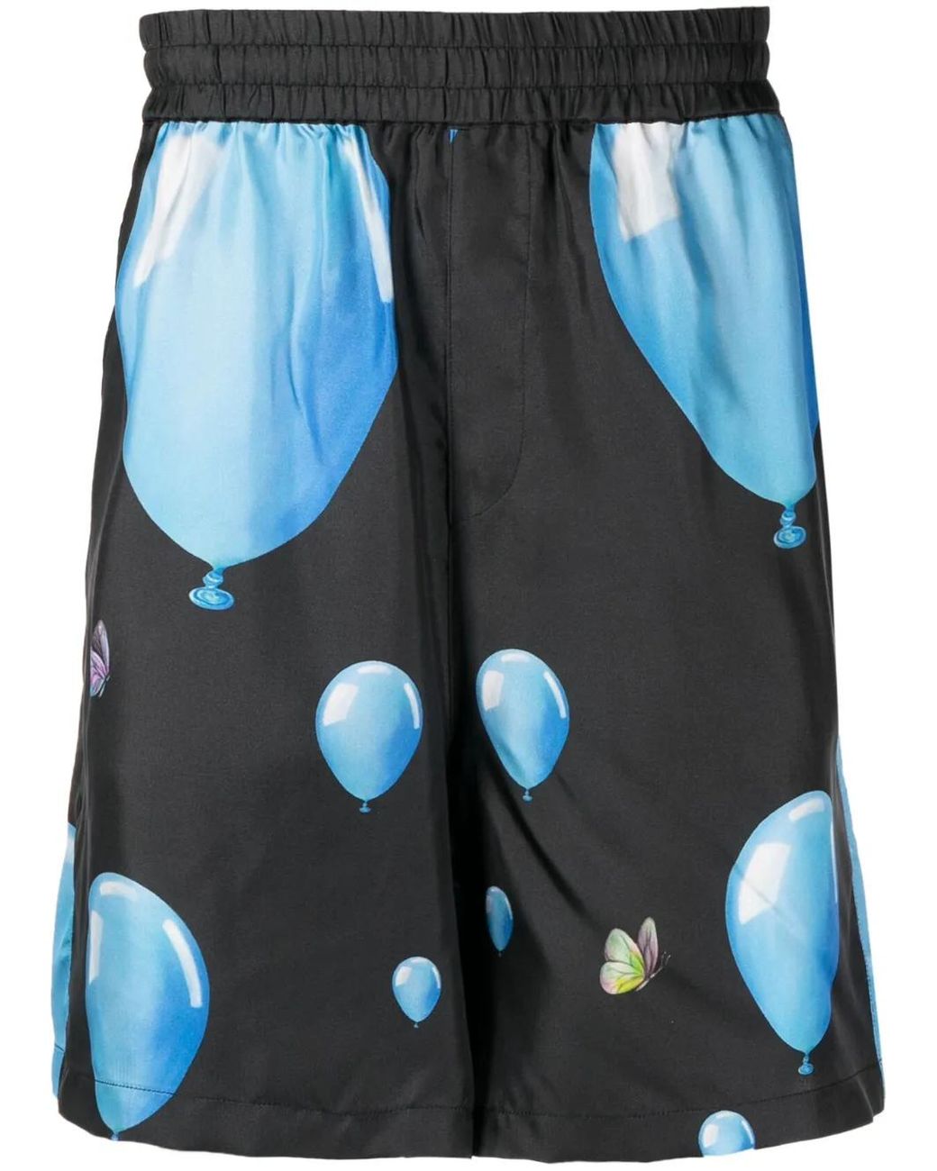 3.PARADIS Blue Balloon-Print Silk Bermuda Shorts for men
