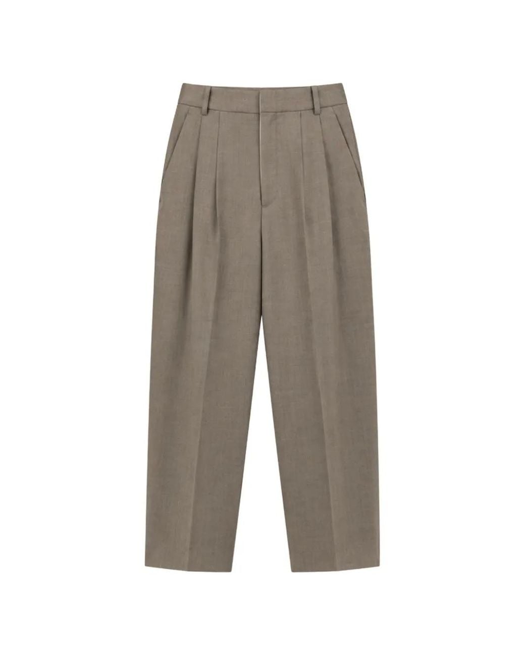 Liviana Conti Gray Pleated Straight-Leg Trousers