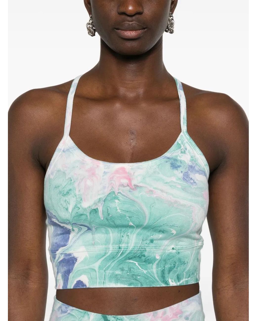 Electric and Rose Blue Mia Marbled-Pattern Sports Bra