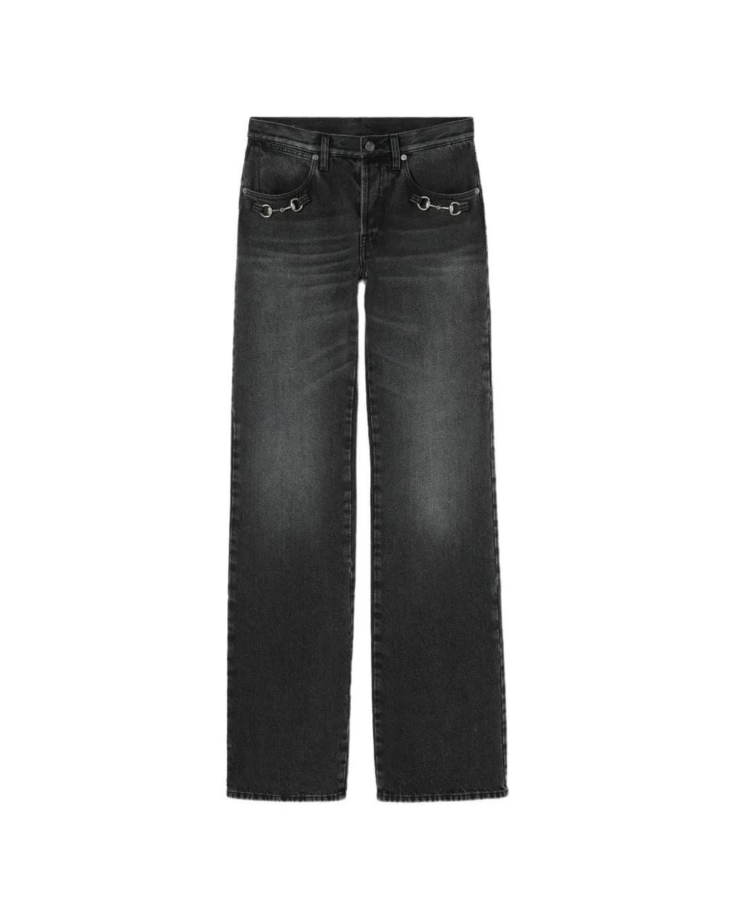 Gucci Black Cotton Denim Pants With Horsebit