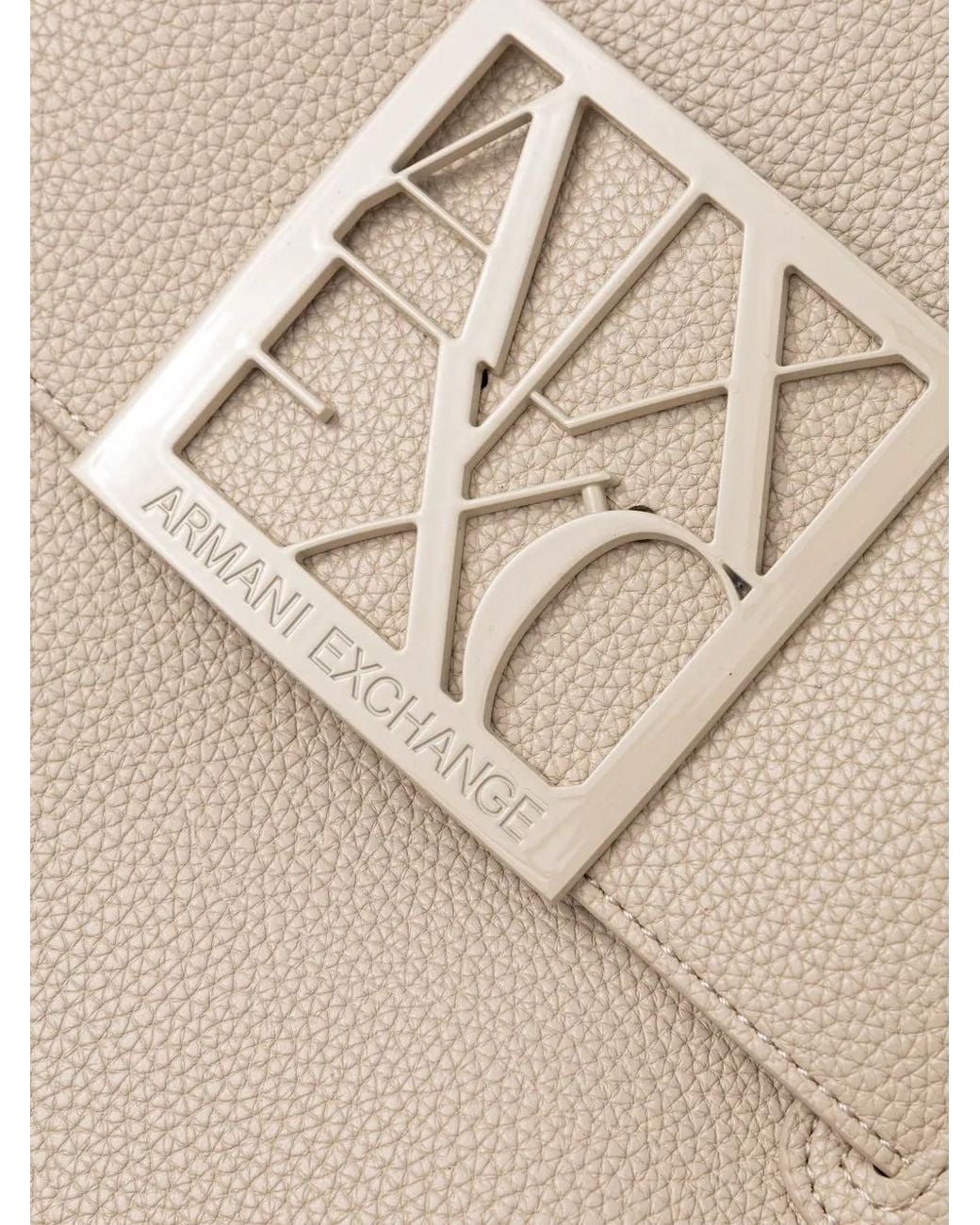 ARMANI EXCHANGE Natural Logo-Plaque Pebbled Tote Bag