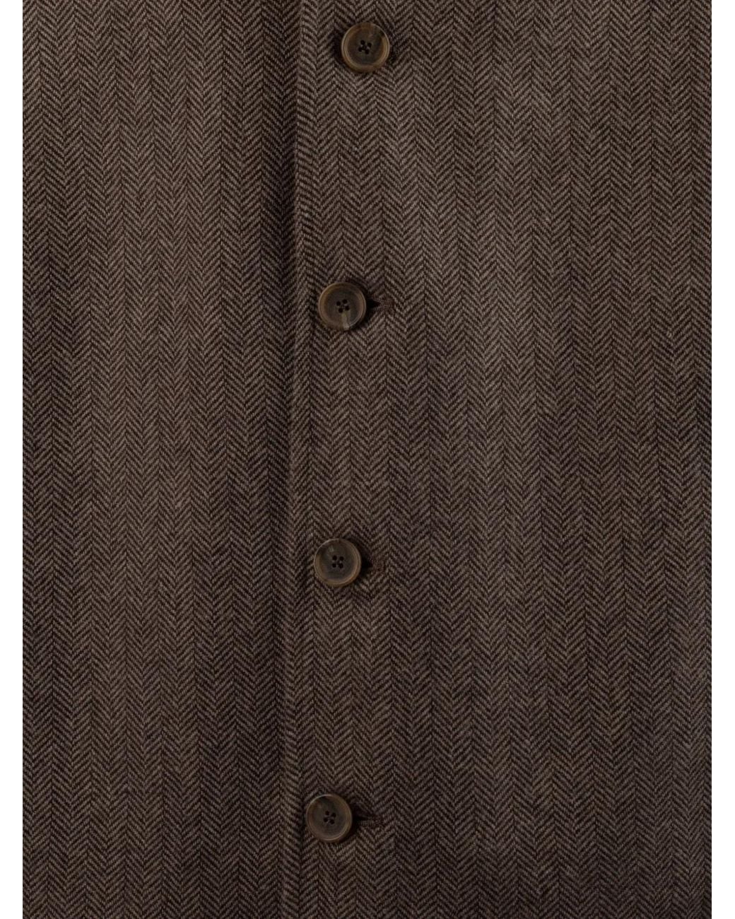 Myths Brown Herringbone-Pattern Button-Down Jacket for men