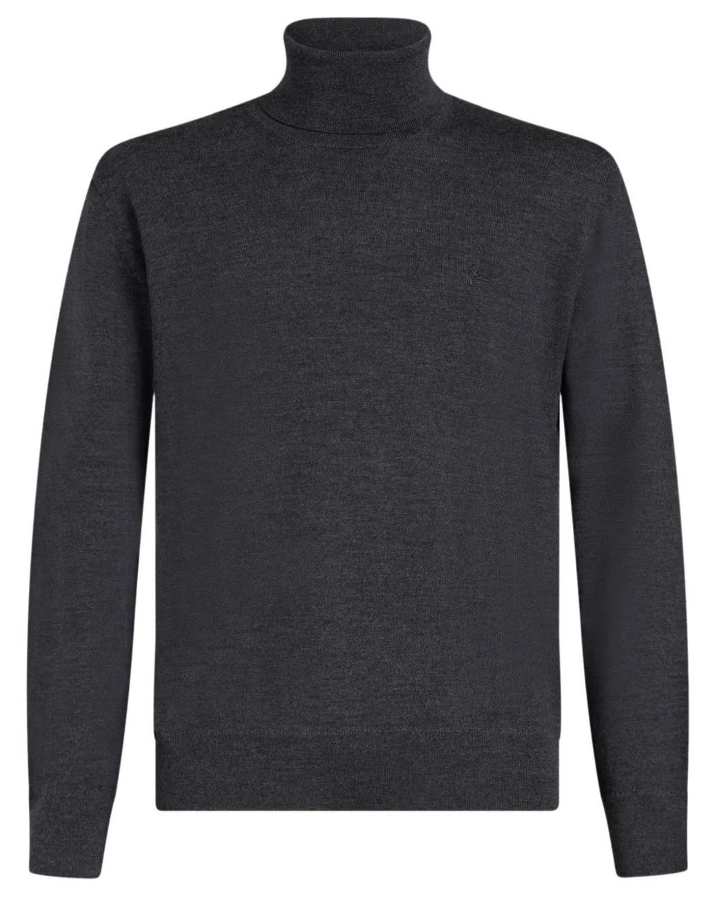 Etro Blue Pegaso-Embroidered High-Neck Jumper for men