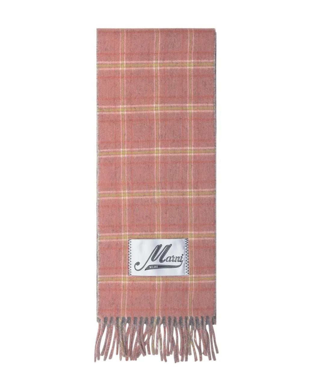 Marni Pink Karierter Schal Mit Fransen